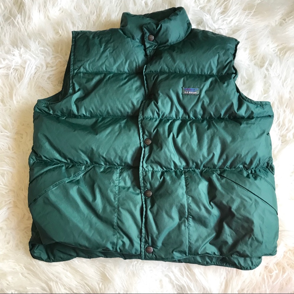 Vintage LL Bean green down puffer vest EUC - Picture 1 of 8